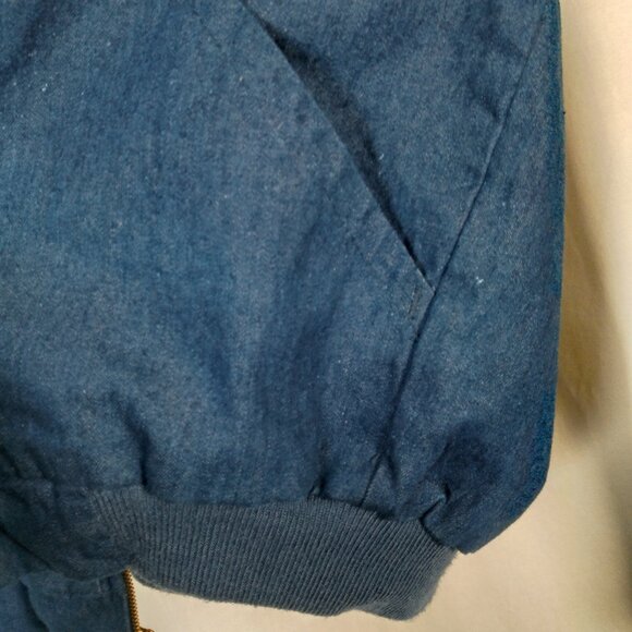 Vintage Walls Workwear Jacket S Blue Jean Denim Flannel Red Buffalo Plaid Lined - Picture 14 of 16